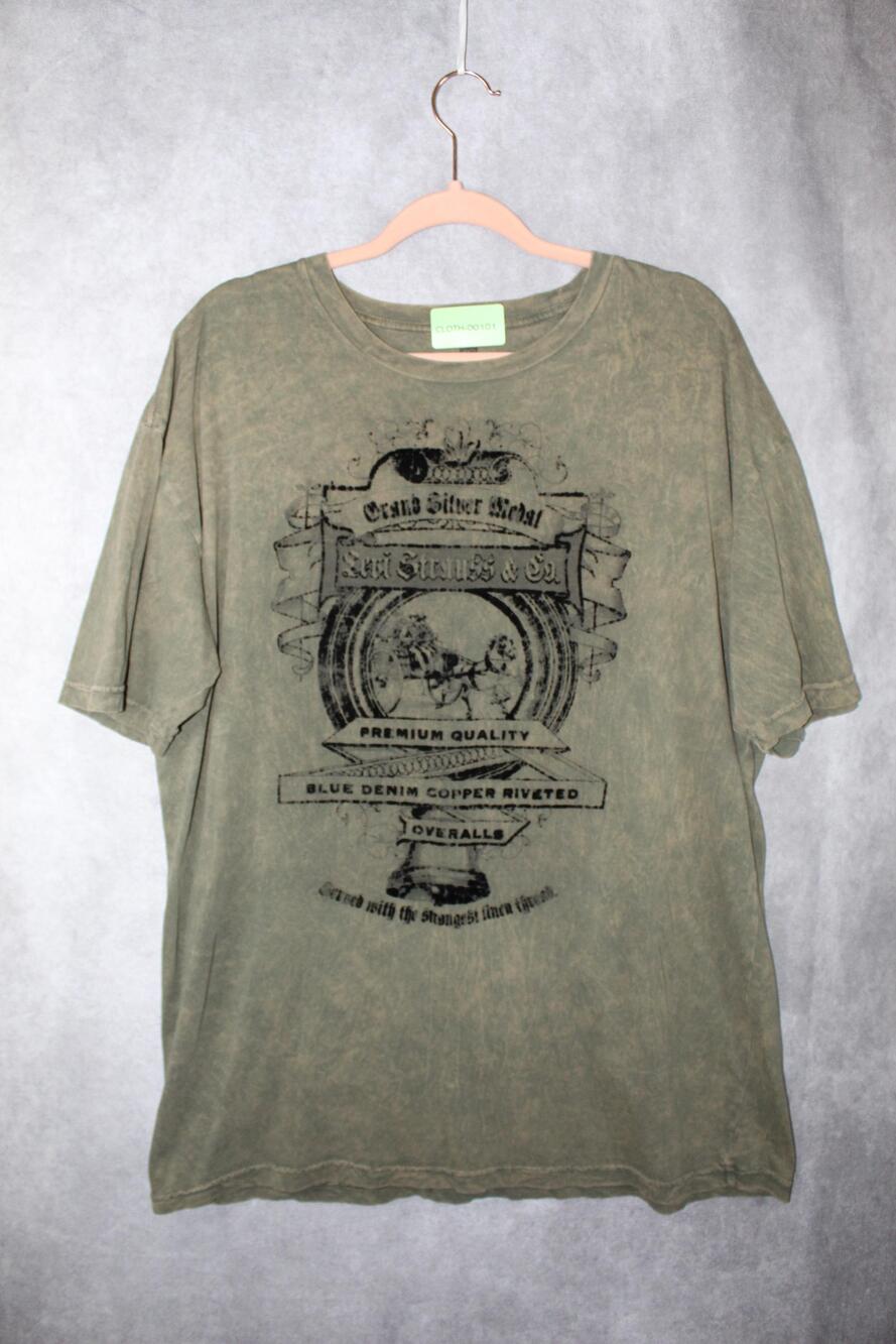 Levi's Shirt Mens L Green Short Sleeve Graphic Crewneck Cotton Tagless